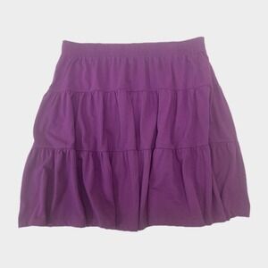 Woman Within 4X Purple Tiered Skirt Plus Size‎ Elastic Waist Casual Comfy